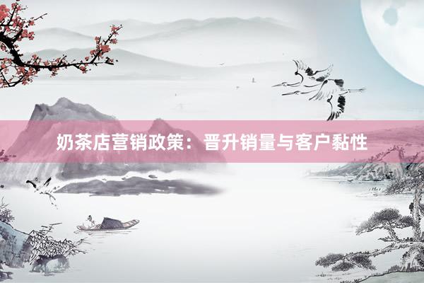 奶茶店营销政策：晋升销量与客户黏性